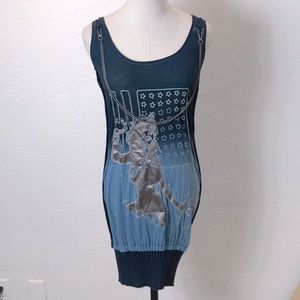 Salvage satin patch dress